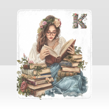 Load image into Gallery viewer, Initial Floral Book Lover Blanket
