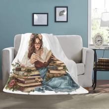 Load image into Gallery viewer, Initial Floral Book Lover Blanket
